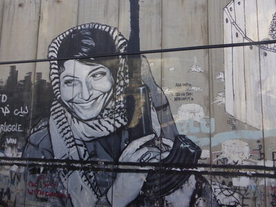 Voyage de l'UTL Marennes Oléron en Jordanie et Jérusalem, Israël - Fresque sur le mur de séparation