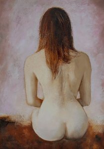 Peintures de nus, NUE 4 -huile  dim  92x65