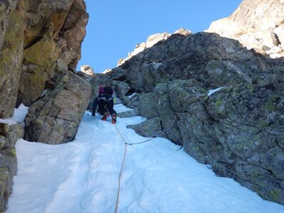 Caf 47 Alpinisme Andorre Goulotte Dels Mussols  au pic de Bony Envalira, DSCN9397