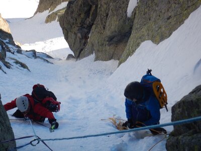 Caf 47 Alpinisme Andorre Goulotte Dels Mussols  au pic de Bony Envalira, DSCN9405
