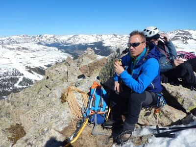 Caf 47 Alpinisme Andorre Goulotte Dels Mussols  au pic de Bony Envalira, DSCN9417