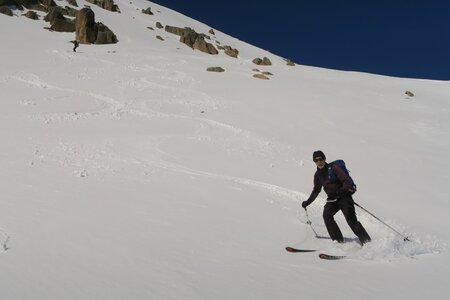 Raid ski de rando Encantats 2019, Descente dans une neige excellente